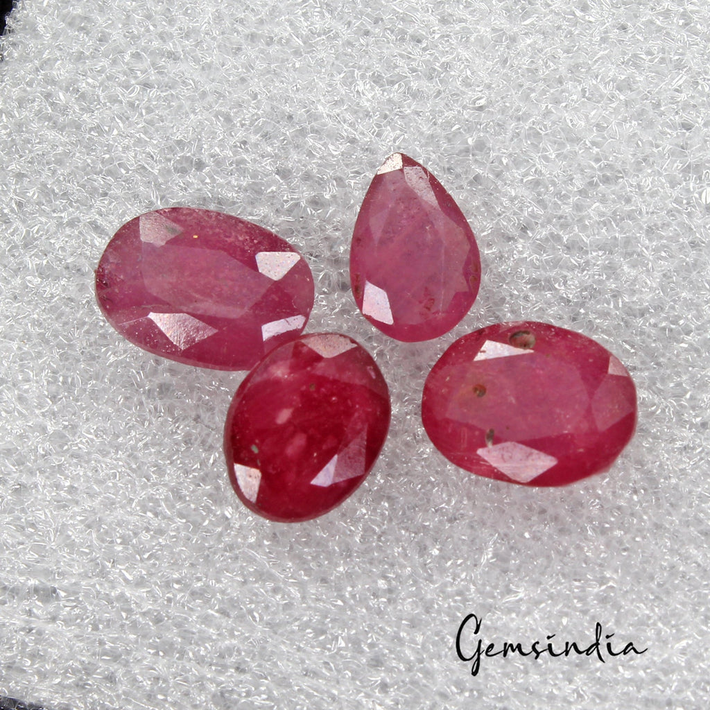 16.60 Cts/4 Pcs Natural Red Ruby Oval Faceted Loose Rare Gems Lot For Jewelry