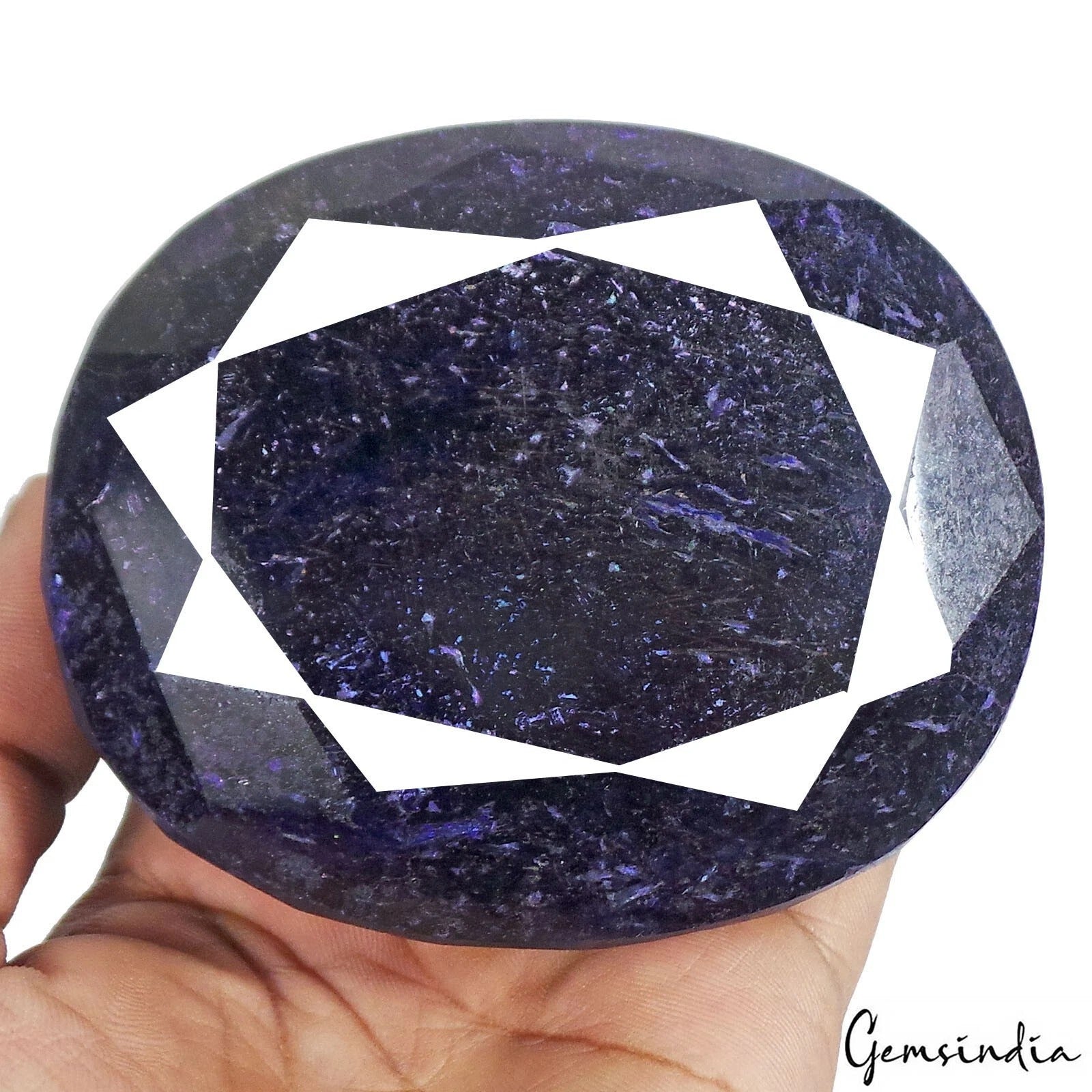 African Blue Sapphire Loose Gemstone, Oval Faceted, Color Enhanced — 96 x 79 x 42mm, 3800 Ct, Madagascar