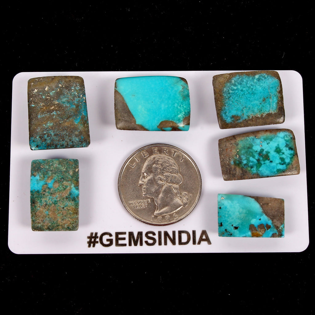 6 Persian Turquoise Neyshabur Cabochon Lot, Not Stabilized, %100 Natural 19-22mm