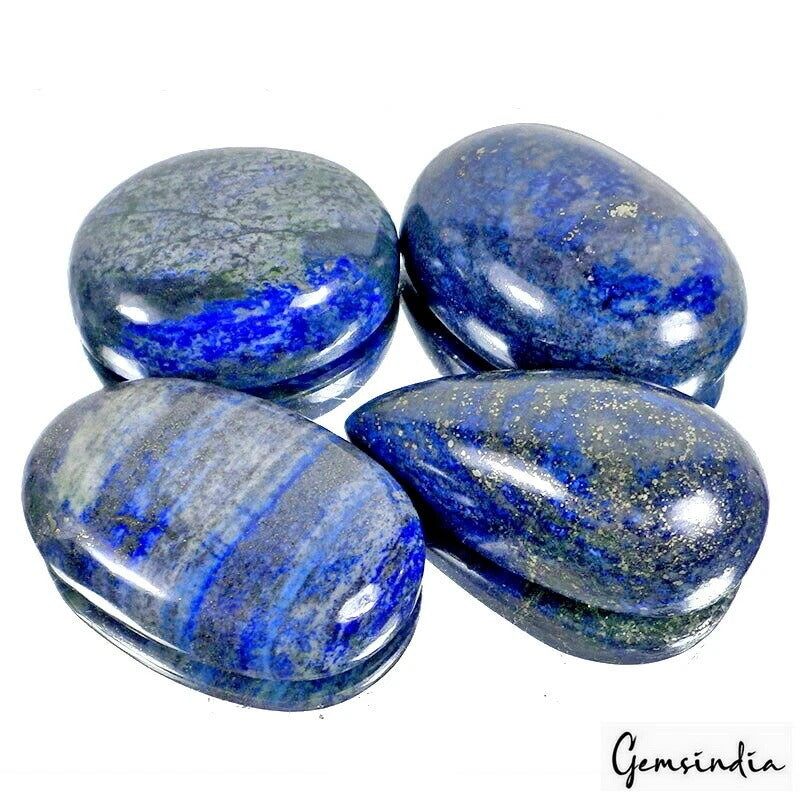 Lapis Lazuli Lot, Cabochon, Color Enhanced, Blue — 4 Pieces, 57mm to 66mm, 1800 Ct