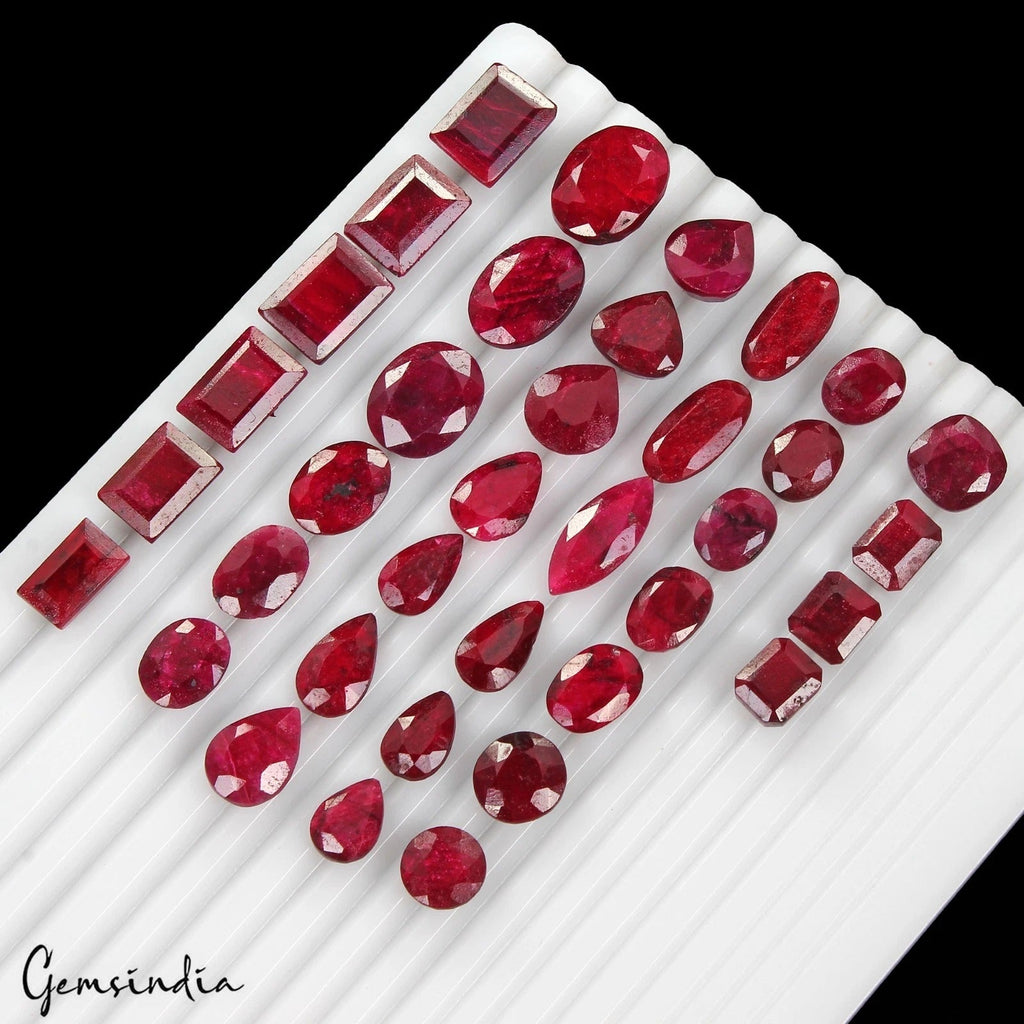 340 Cts/36 Pcs Natural Pigeon Blood Red Ruby Mix Cut Loose Gems Lot For Jewelry