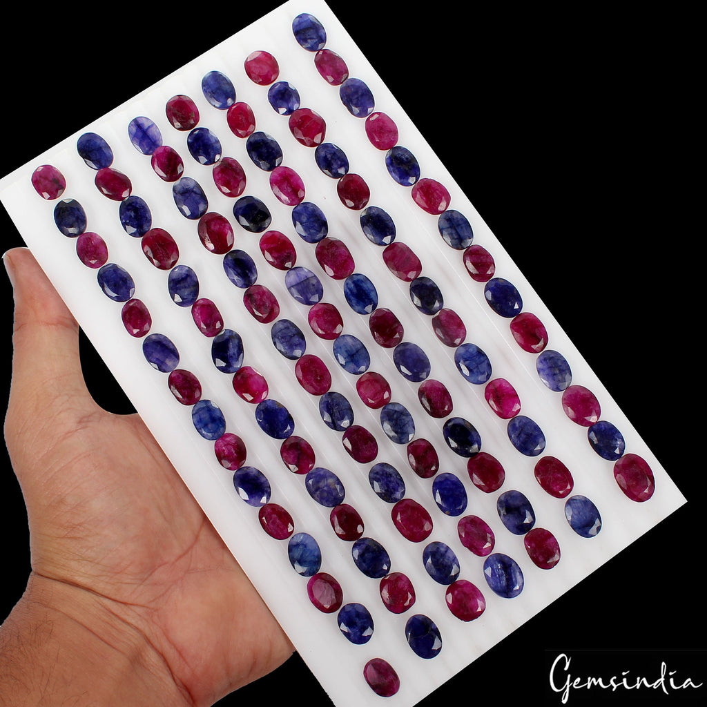 540Ct/100 Pc Natural Red & Blue Beryl Oval Cut 12-16mm Loose Jewelry Making Gems