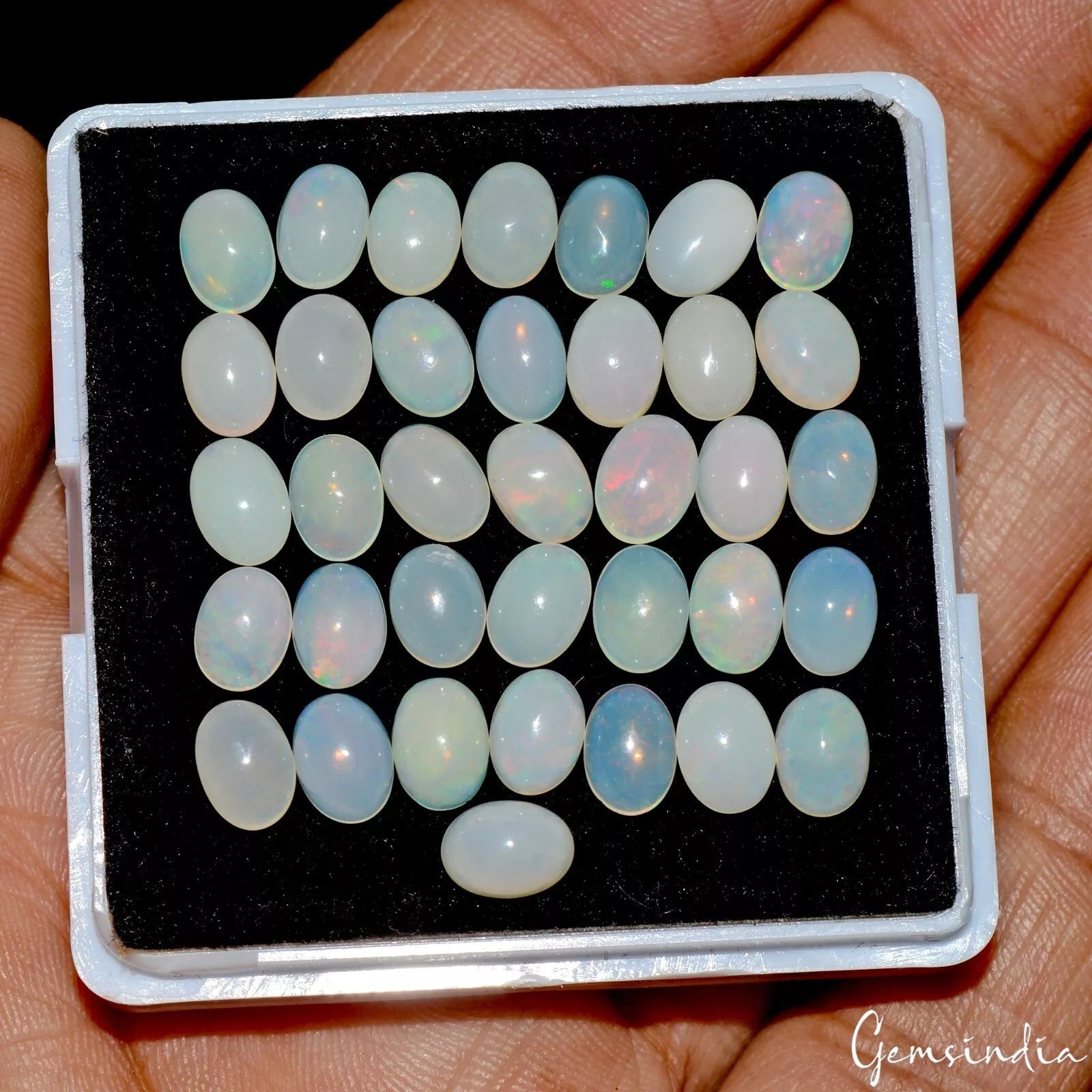36 Pcs Natural Opal Flashy Multi Color 7mm*5mm Oval Cabochon Loose Gemstones Lot