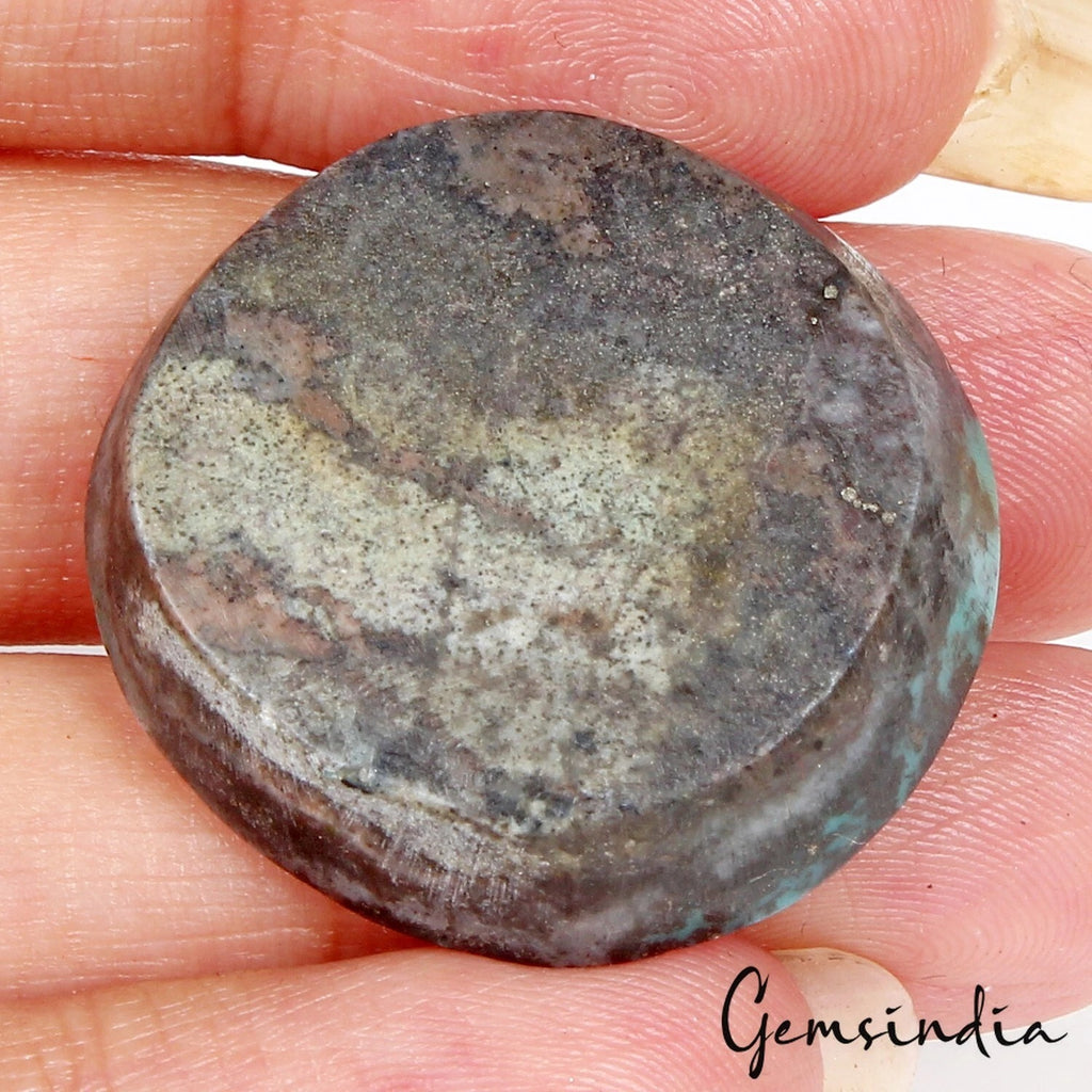Turquoise Loose Gemstone, Uneven Round cabochon, Untreated — 28x27x9 mm, 51.50 Ct