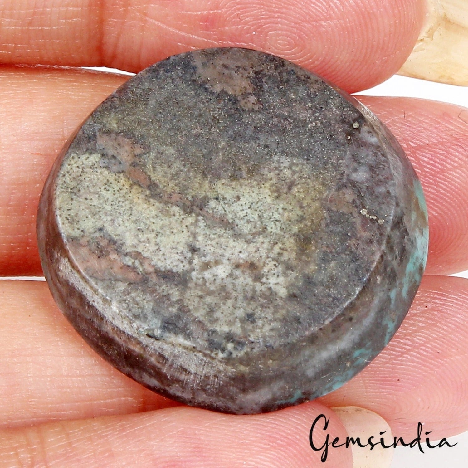 Turquoise Loose Gemstone, Uneven Round cabochon, Untreated — 28x27x9 mm, 51.50 Ct