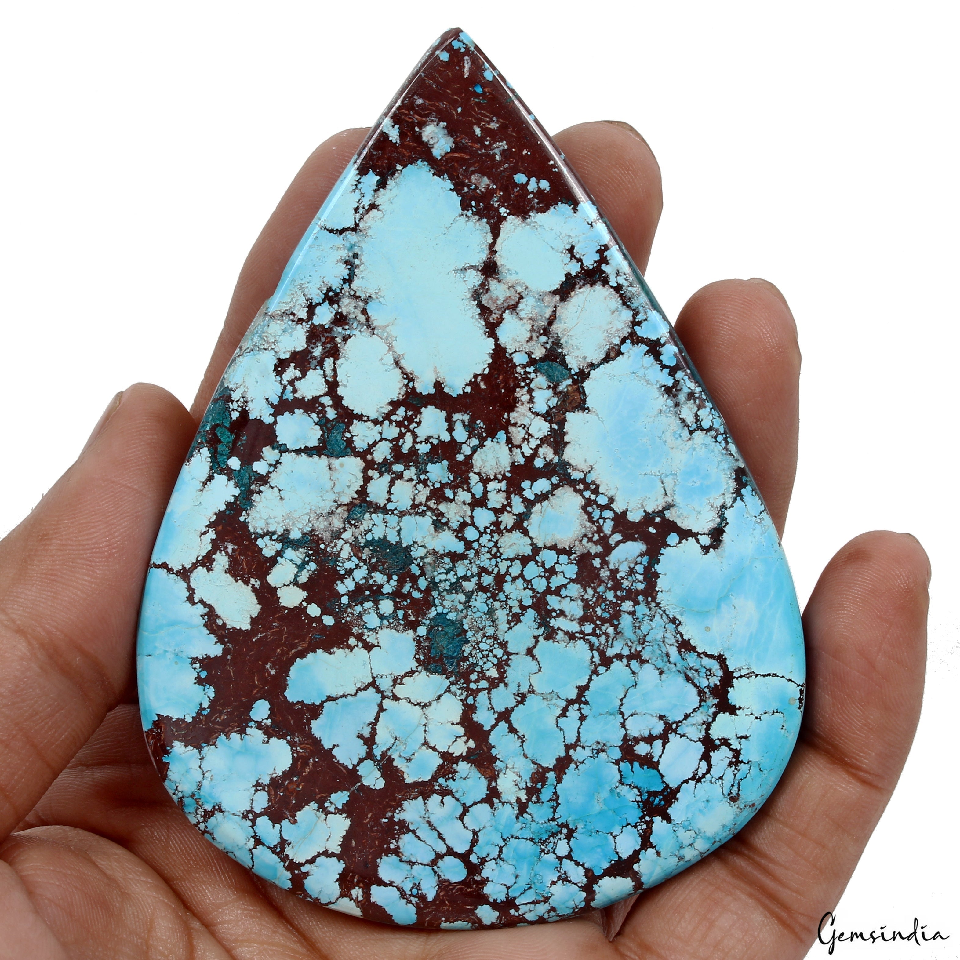 430 Ct Spiderweb Design Turquoise Blue Pear Shape Loose Huge Size Gemstone ~95mm