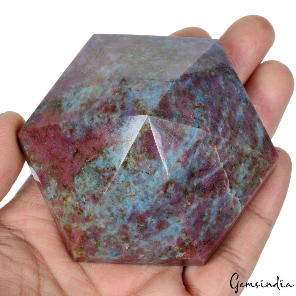 Ruby Kyanite Loose Gemstone, Hexagon Cut, Untreated — 3.3x2.8x1.5 in, 1750 Ct (0.35 Kg), Madagascar