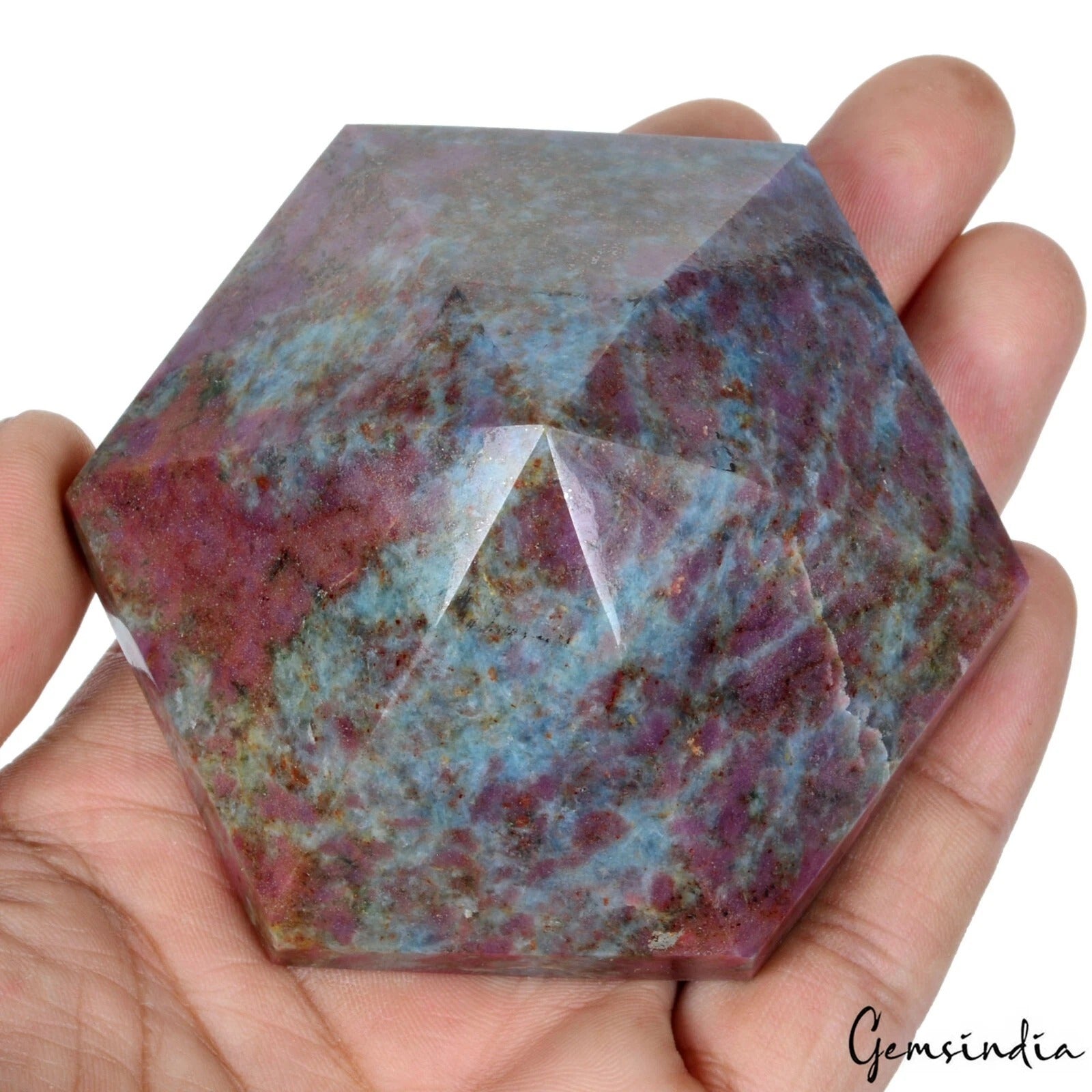 Ruby Kyanite Loose Gemstone, Hexagon Cut, Untreated — 3.3x2.8x1.5 in, 1750 Ct (0.35 Kg), Madagascar