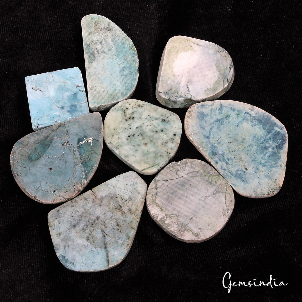 840 Cts/8 Pcs Natural Blue Turquoise Mix Cab 27mm-55mm Loose Wholesale Gems Lot