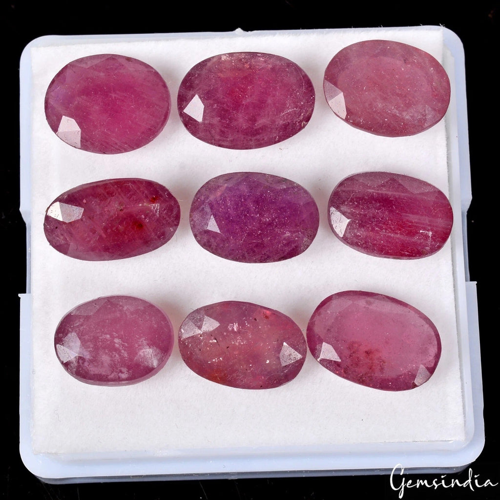 Natural Red Ruby Oval Faceted Oval Faceted Heated Glass Filled Gems Lot 69.00 Ct