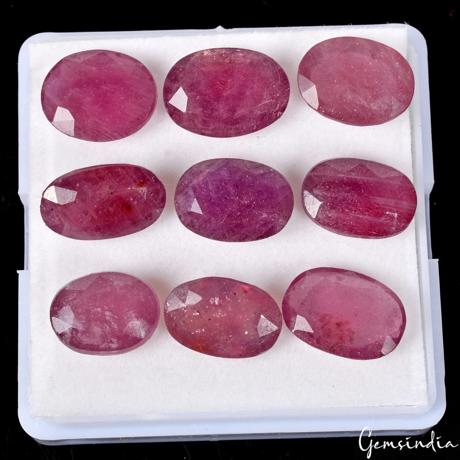 Natural Red Ruby Oval Faceted Oval Faceted Heated Glass Filled Gems Lot 69.00 Ct