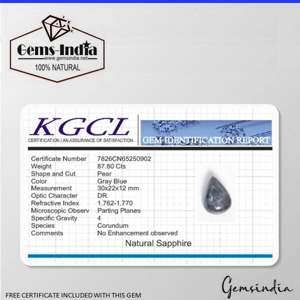 Certified 87.80 Cts Natural Untreated Blue Sapphire Pear Cabochon Huge Gemstone