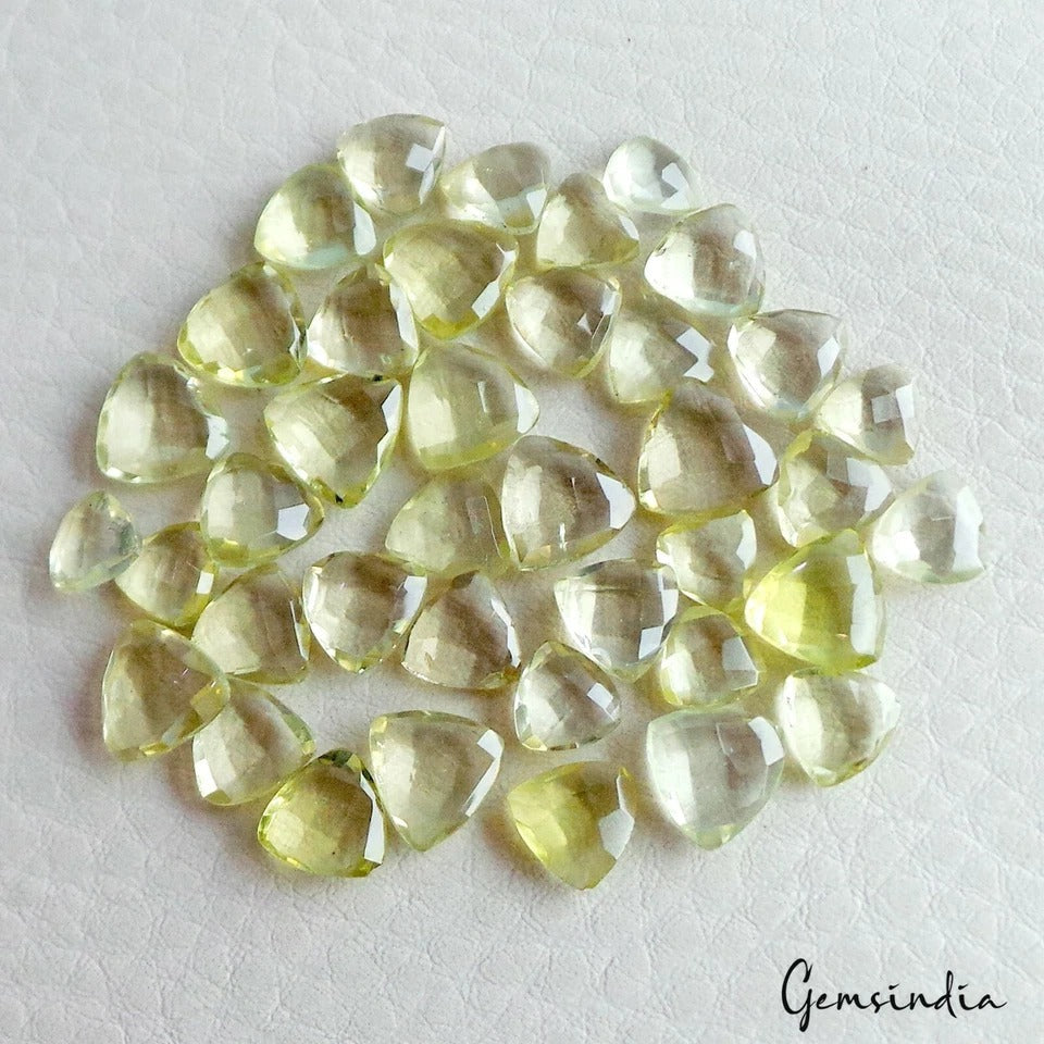 55.30 Ct/39 Pcs Natural Untreated Lemon Quartz Trillion Cut Gems Lot For Jewelry
