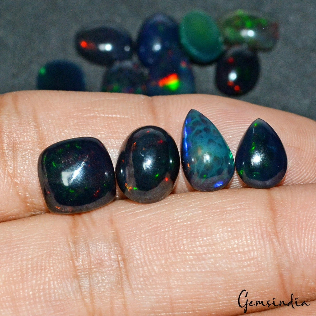 Black Opal Lot, Cabochon — 12 Pieces, 10mm to 12mm, 23.80 Ct, Ethiopia