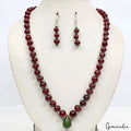 520 Ct Natural Ruby Emerald Gemstone Beaded Handmade Necklace Earrings~ 20" Long