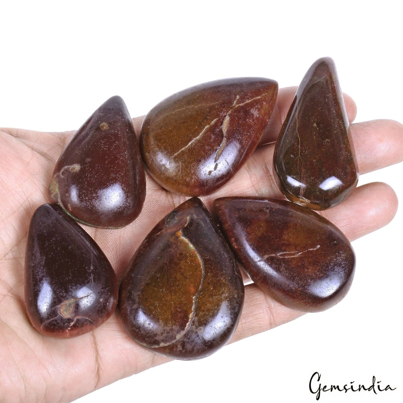 940 Ct/6 Pcs Natural Untreated Brown Tiger Eye Pear Cab Loose Wholesale Gems Lot