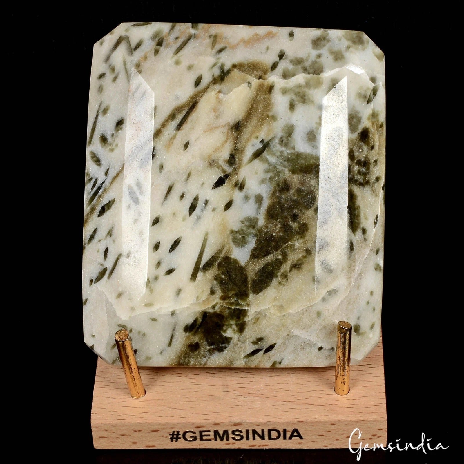 Rutilated Quartz Loose Gemstone, Octagon Cut, Untreated — 90x80x45mm, 2850 Ct, Madagascar