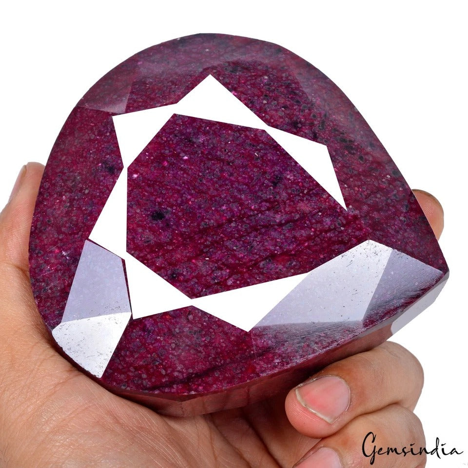 4440 Ct Natural Red Ruby Pear Cut Earth Mined Huge Museum Size Gemstone W/ Stand