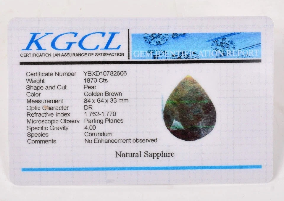 1870 Cts Natural Untreated Brown Sapphire with Red Streaks Certified Gemstone