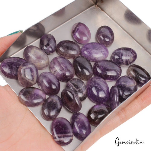 Amethyst Lot, Cabochon, Untreated, Purple — 24 Pieces, 19mm to 23mm, 440 Ct
