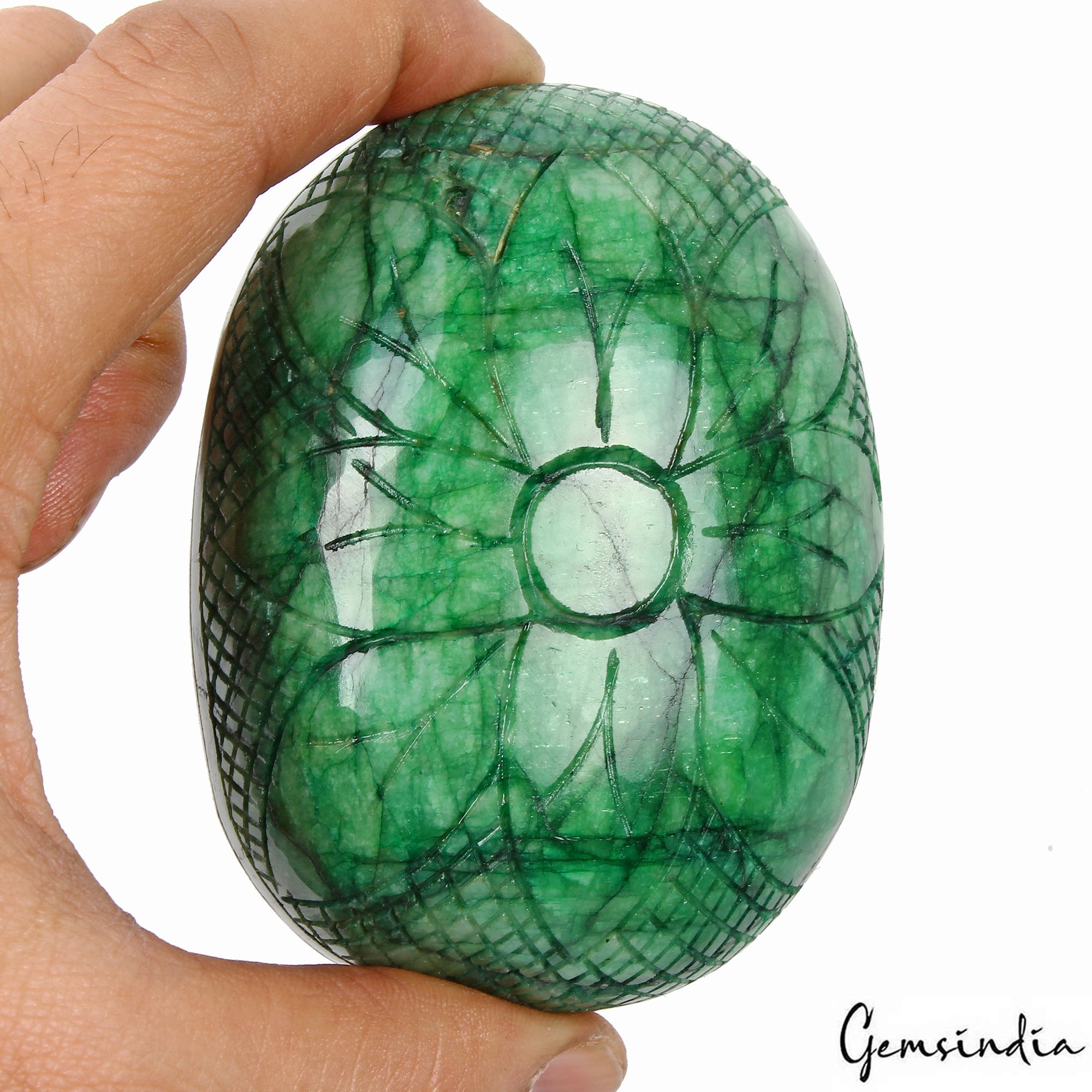1890 Ct Natural Green Emerald Hand Carved Floral Design Loose Museum Size Gems