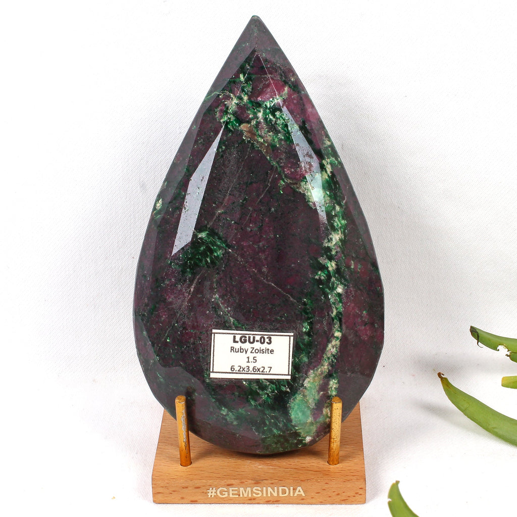 1.5 Kg~Rare Natural Ruby Zoisite Earth Mined Pear Cut Museum Size Loose Gemstone