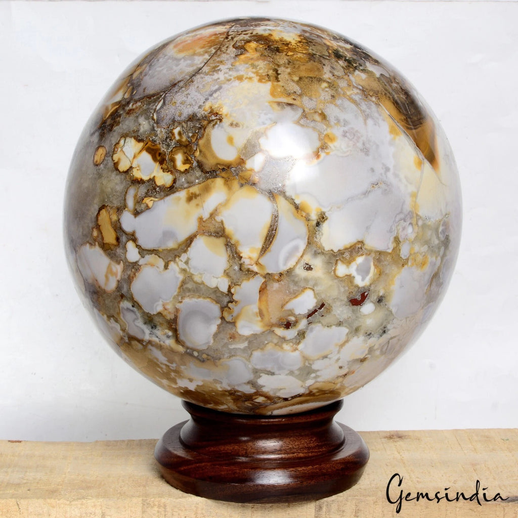 Ocean Jasper Sphere, Untreated — 7 inch, 8.6 Kg (43000 Ct), Madagascar