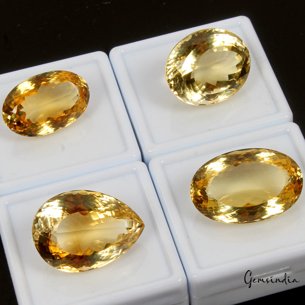 170.50 Ct Natural Citrine Certified Brazilian Yellow Mix Cut Loose Gemstone 4Pc