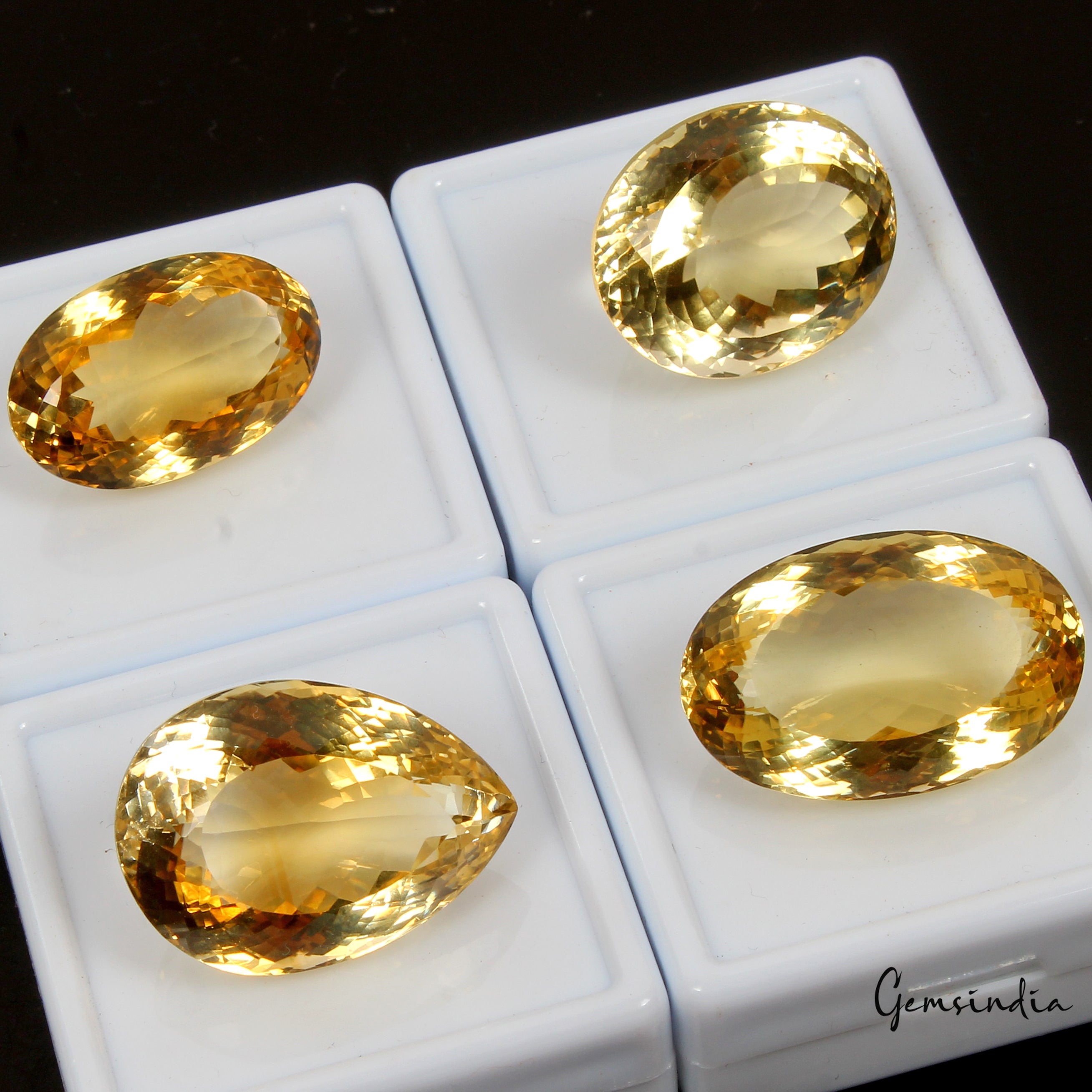 170.50 Ct Natural Citrine Certified Brazilian Yellow Mix Cut Loose Gemstone 4Pc