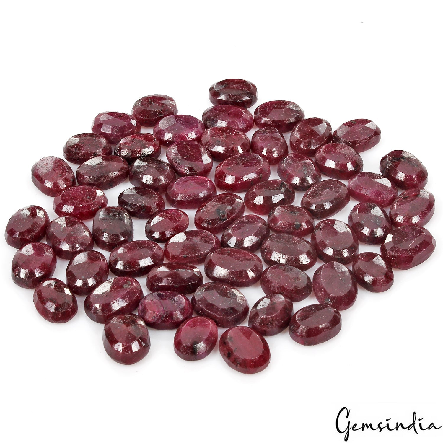 1000 Cts/56 Pcs Natural Deep Red Ruby Oval Faceted Cut Loose 15-19mm Gemstones