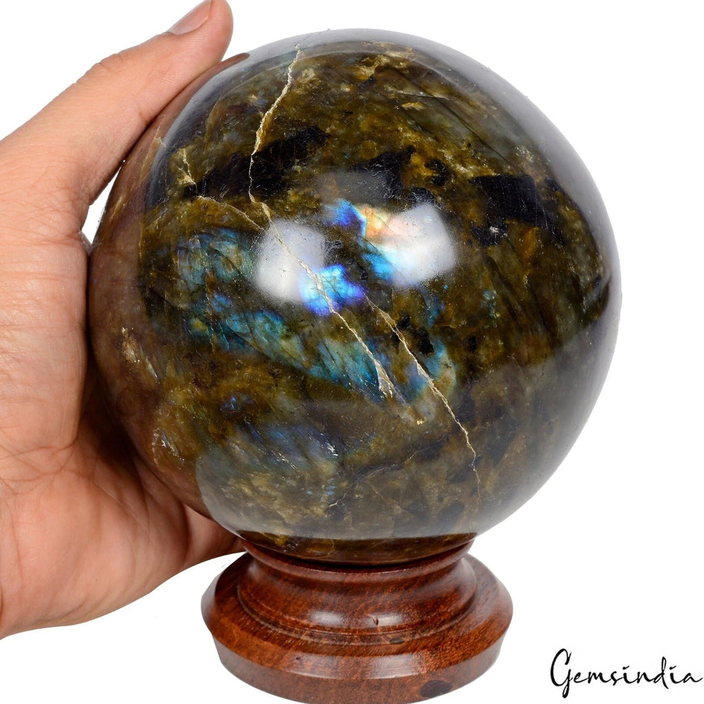 2.6 Kilo Natural Blue Shine Labradorite Crystal Healing Mineral Huge Gem Sphere