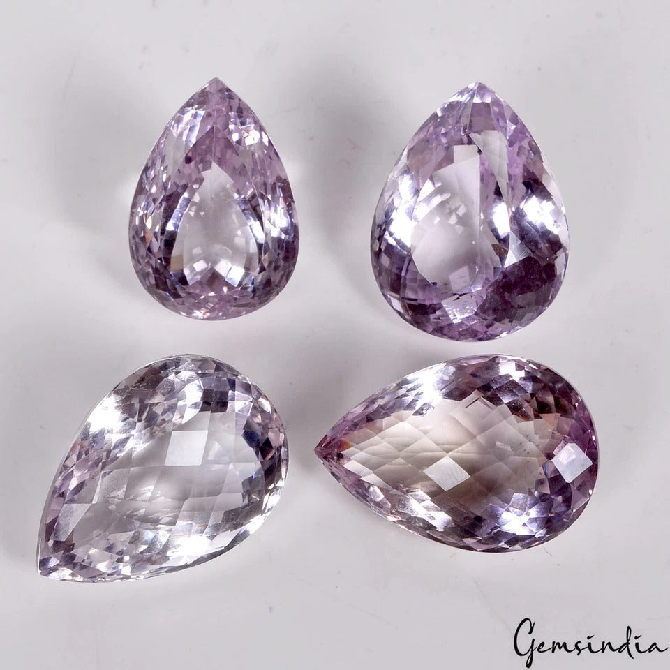 VVS 205.10 Ct Natural Lavender Color Amethyst Certified Bolivian Gemstones~4 Pcs