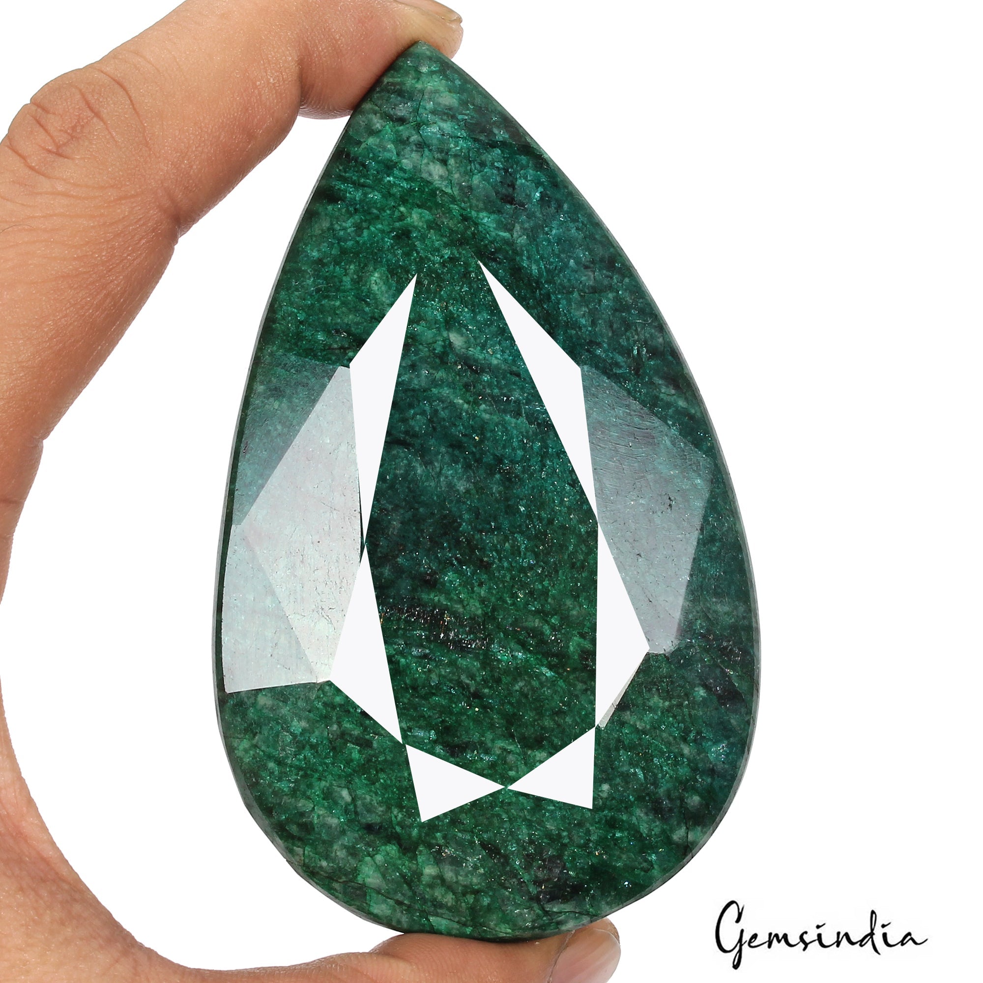 1430 Ct Natural Green Zambian Emerald Pear Faceted Earth Mined Loose Gemstone
