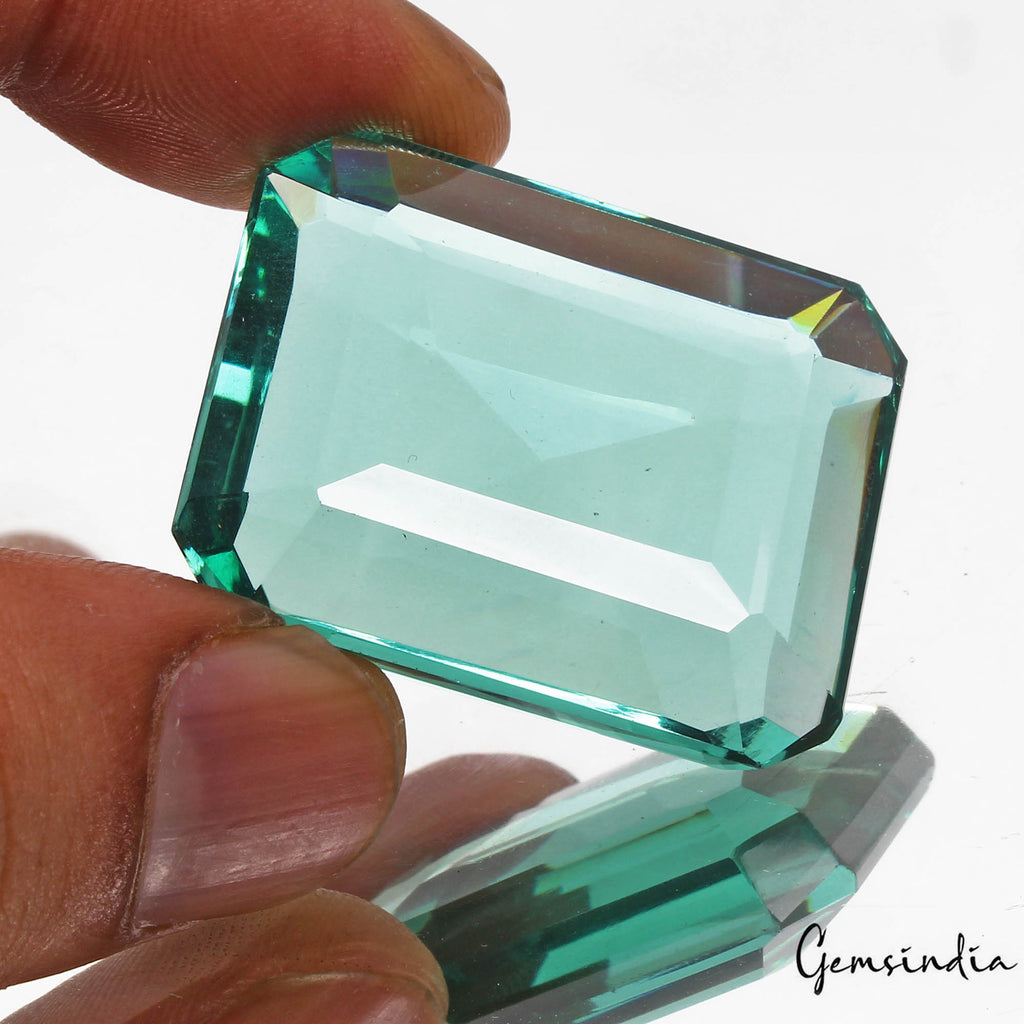 102.20 Cts Hydro Aquamarine Teal Green Octagon Cut Lab Created Gem For Pendant