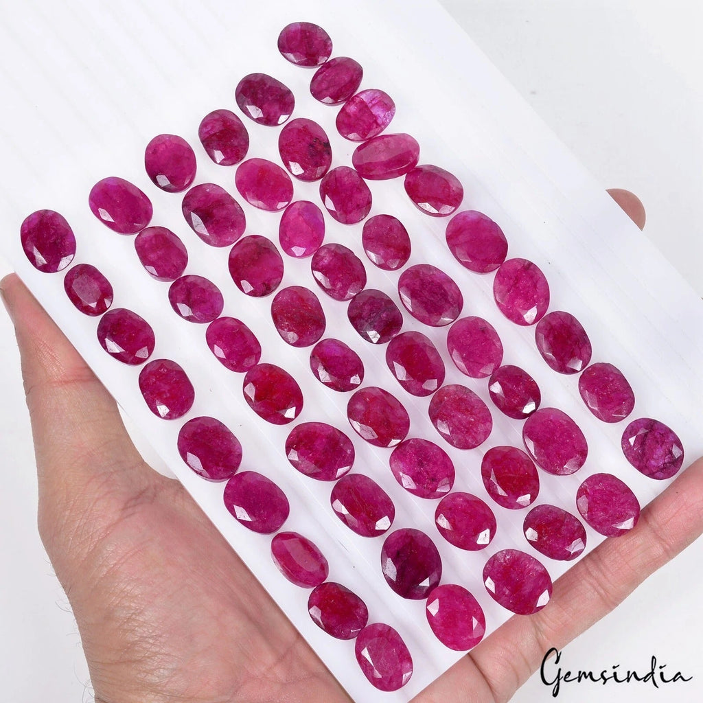 600 Ct Natural Red Bixbite Beryl Oval Cut Loose Faceted 13-17mm Gemstones~55 Pcs