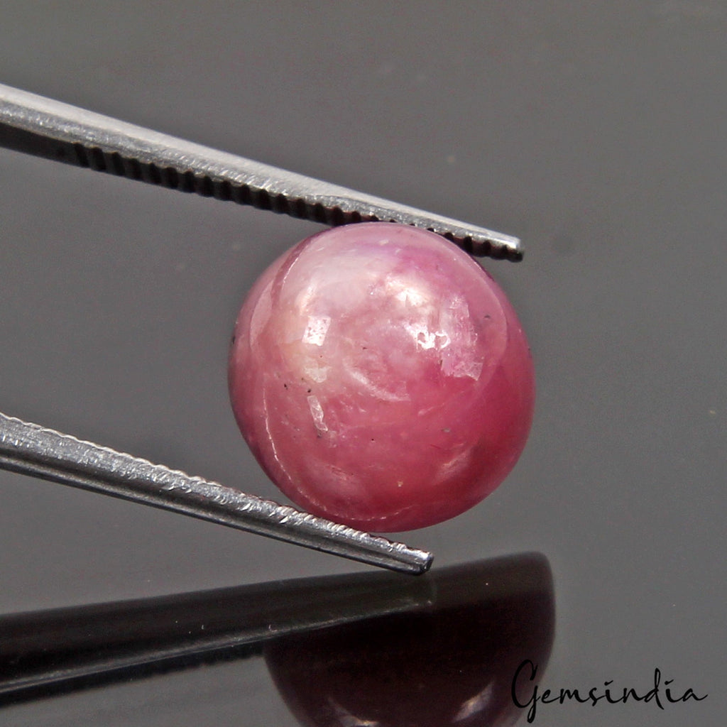 Certified 6.80Ct Natural Pink Star Ruby Round Cab Precious Loose Gem For Ring-RH