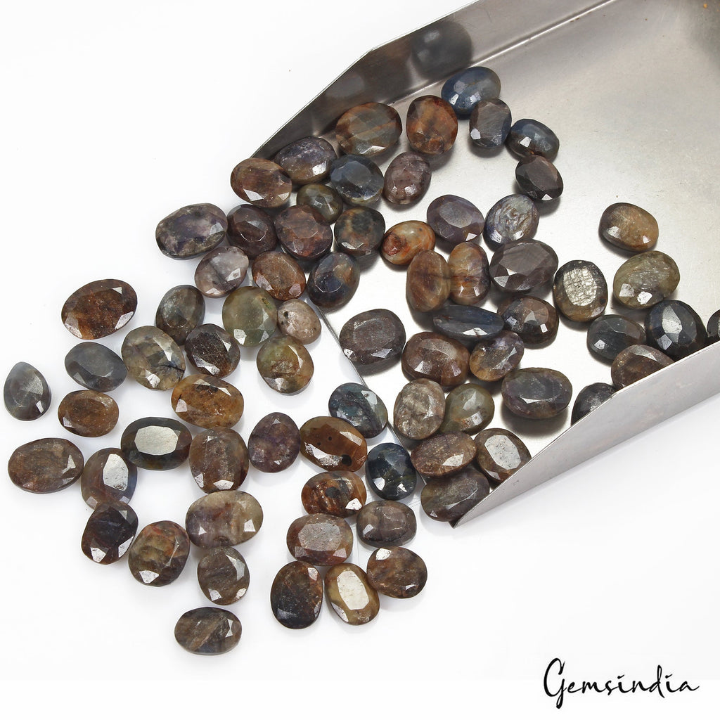 500 Cts/73 Pcs Natural Untreated Brown Blue Sapphire Mixed Cut Loose Gems Lot