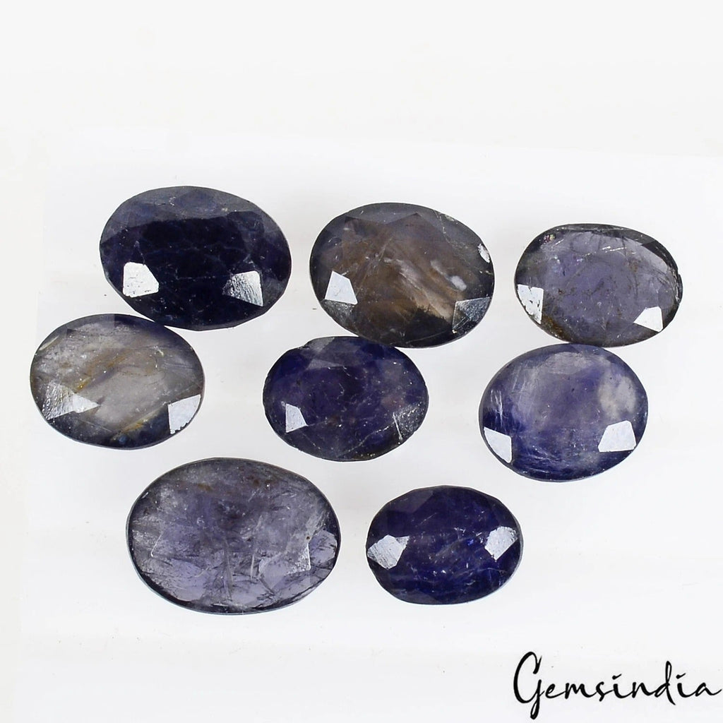 42.80 Ct/8 Pcs Natural Untreated Blue Iolite Oval Cut Loose Gems Lot For Jewelry
