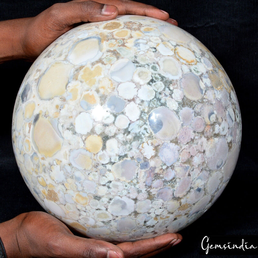 17.7 Kg Natural Untreated Bi Color Ocean Jasper Huge Gem 9" Crystal Sphere/Ball