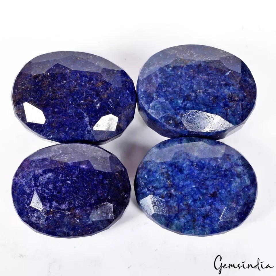 2050 Ct/4 Pcs Natural Blue Sapphire Oval Faceted Cut Madagascar Loose Gemstones