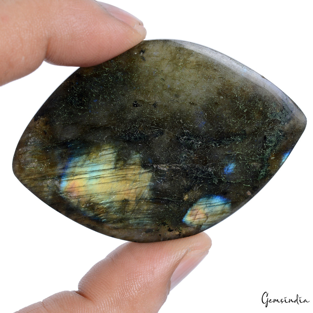265 Ct Natural Untreated Green Blue Labradorite Fancy Cab Loose Gem For Pendant