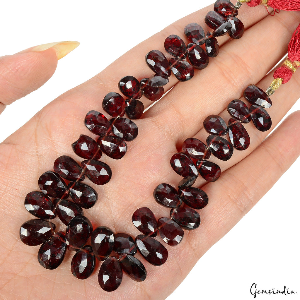 8" Natural Mozambique Garnet 9-13mm Drilled Briolettes Loose Gemstones Strand
