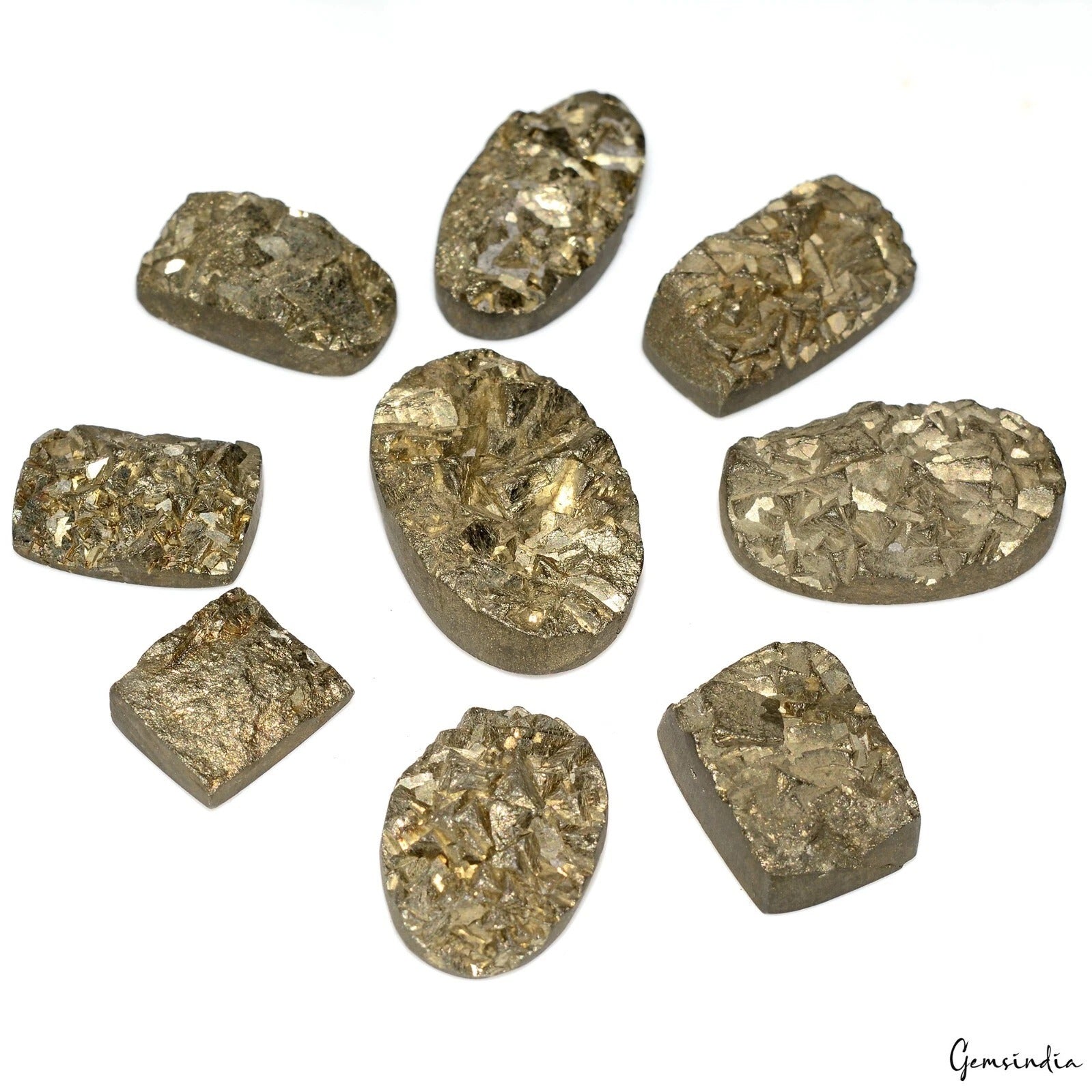 Pyrite Lot, Rough, Gold — 9 Pieces, 16 mm to 33mm, 530 Ct