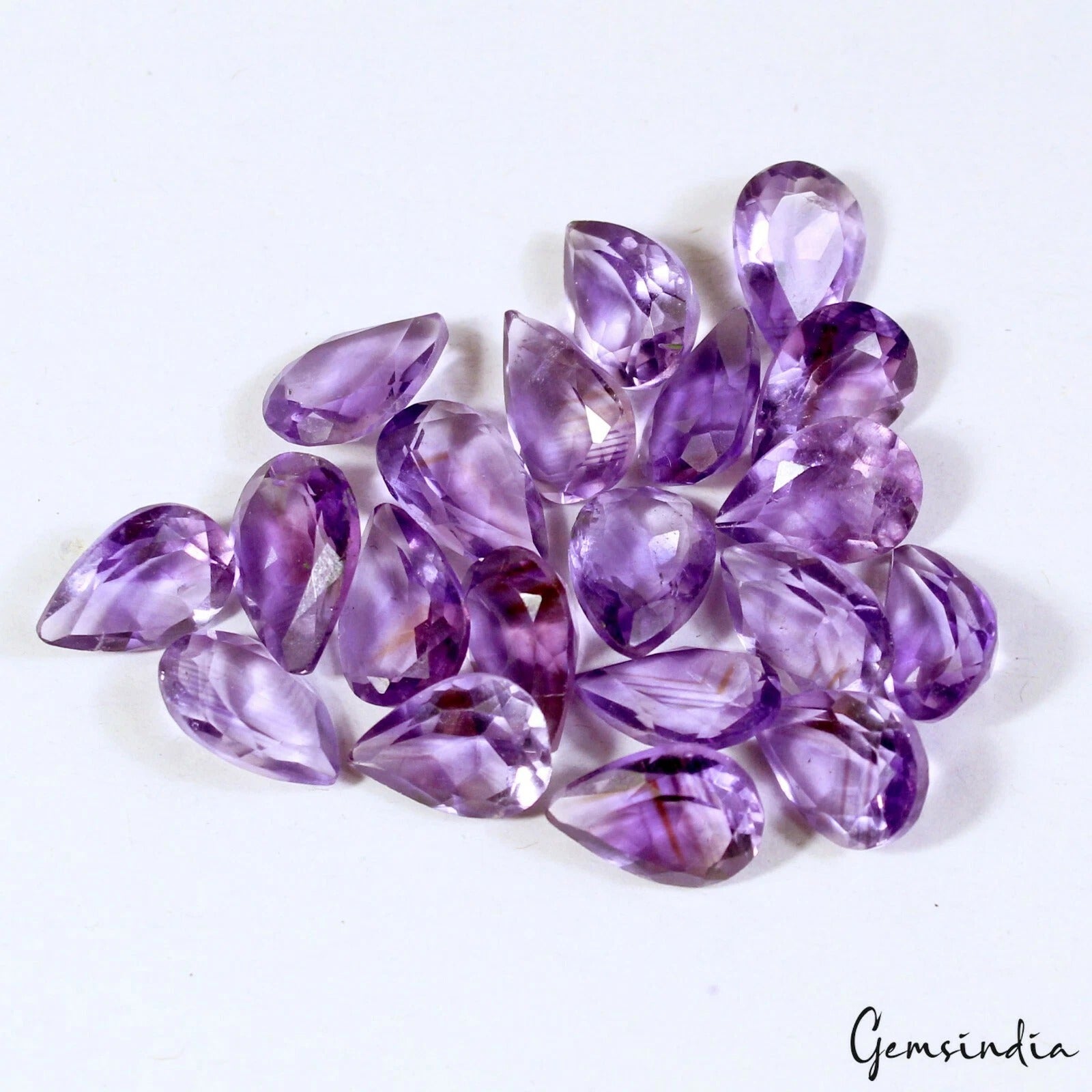 Certified 69 Cts/20 Pcs Natural Untreated Purple AMethyst Pear Calibrated Gems