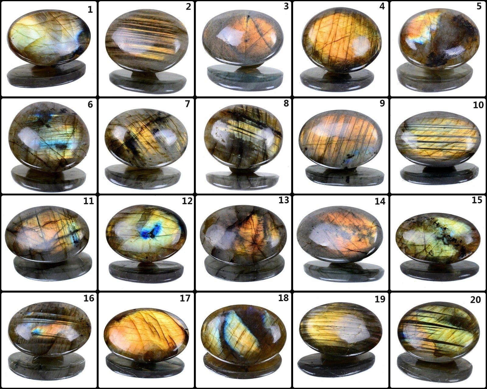 740 Ct/20 Pcs Natural Untreated Blue Peach Shine Labradorite Oval Cab Loose Gems