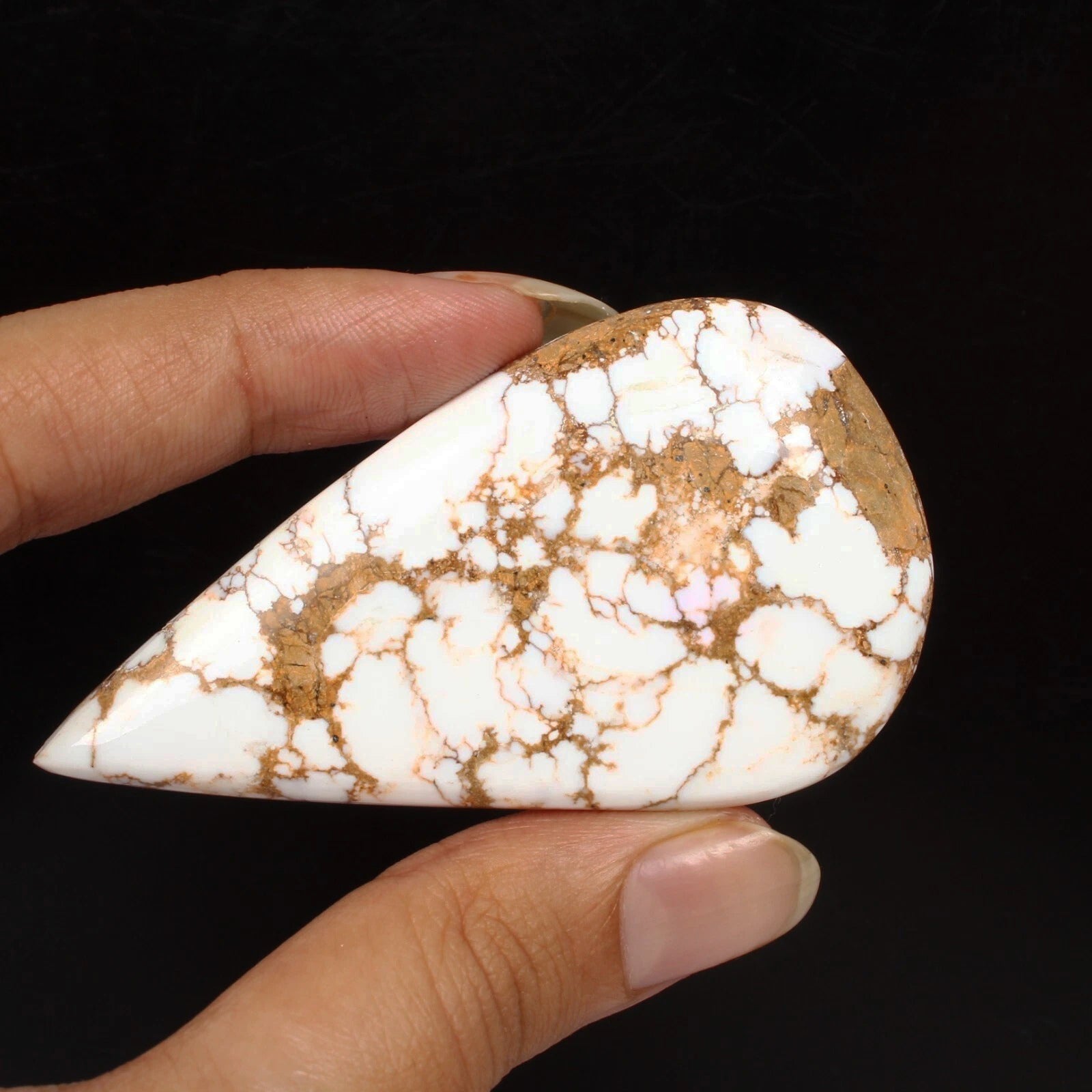 135.85 Ct Natural Untreated White Buffalo Turquoise Pear Cab Gems For Jewelry