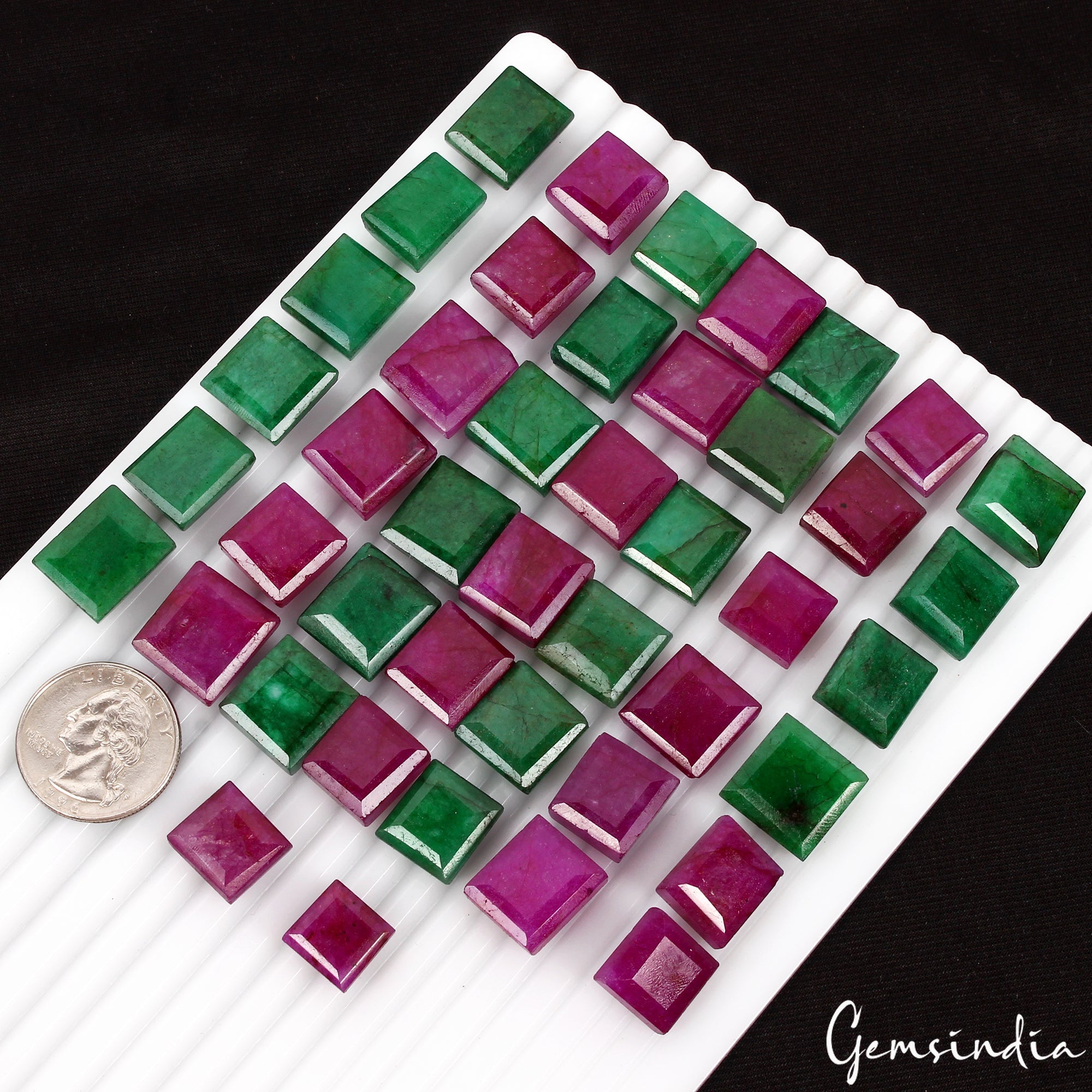 44 Pcs Natural Pink Beryl/Green Emerald Baguette Cut Loose Gemstones~700 Ct