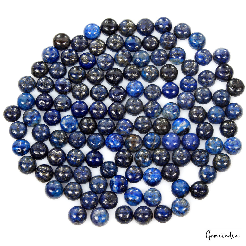 120 Pc Natural Blue Lapis Lazuli Loose 7-8mm Round Cab Gemstones Lot For Jewelry