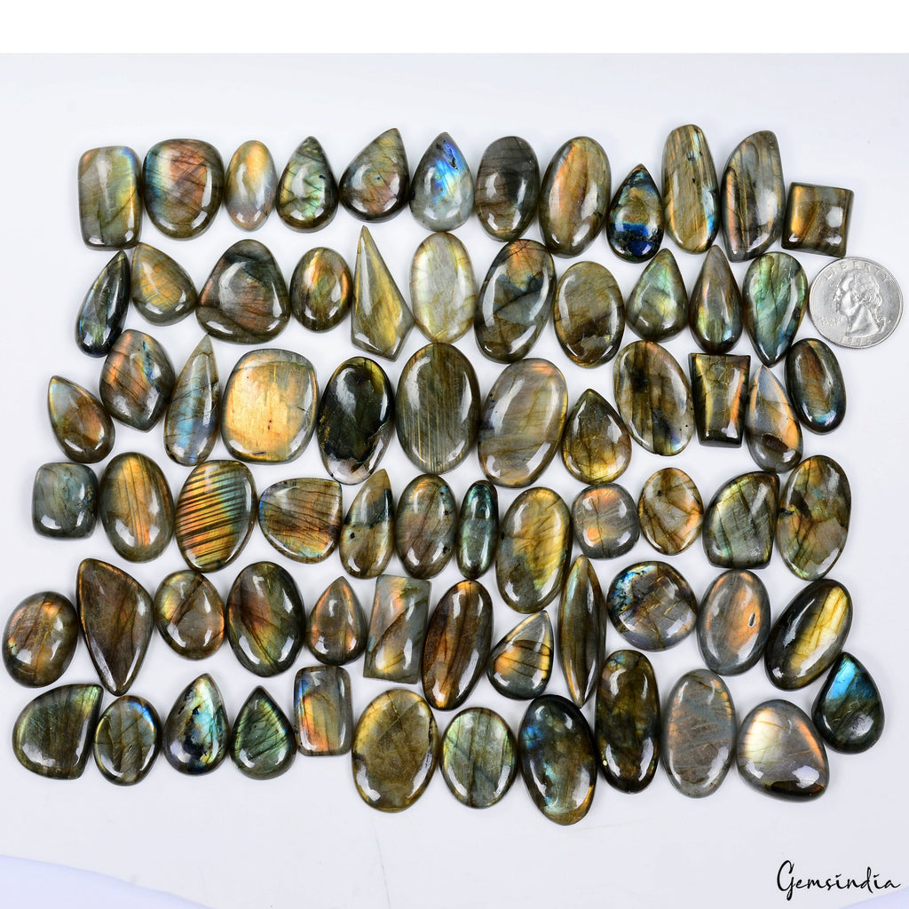 1800 Cts/71 Pcs Natural Untreated Multi Shine Labradorite Mix Cab Loose Gems Lot