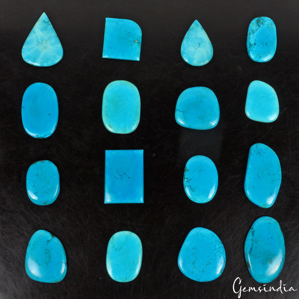 1380 Ct/16 Pcs Natural Blue Turquoise Mix Cabochon Loose Wholesale Gemstones Lot